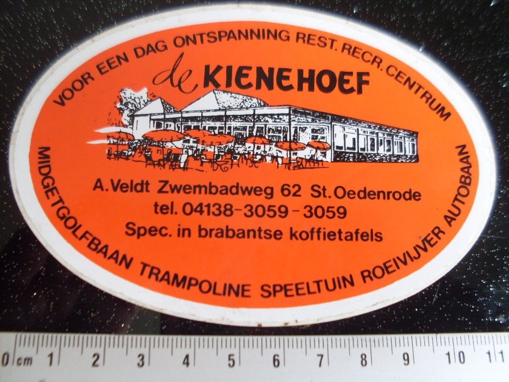 sticker de kienehoef A. Veldt st. oedenrode recreatie, Verzenden, Zo goed als nieuw, Bedrijf of Vereniging
