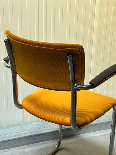De Wit 3011 sledestoel vintage eettafelstoel retro geel, Gebruikt, Overige kleuren, ., Overige materialen
