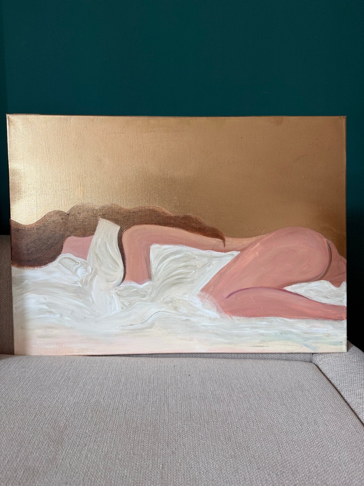 Schilderij Vrouwelijk Figuur 50x70 cm, Antiek en Kunst, Ophalen, Figuren, Handgeschilderd, Olieverf