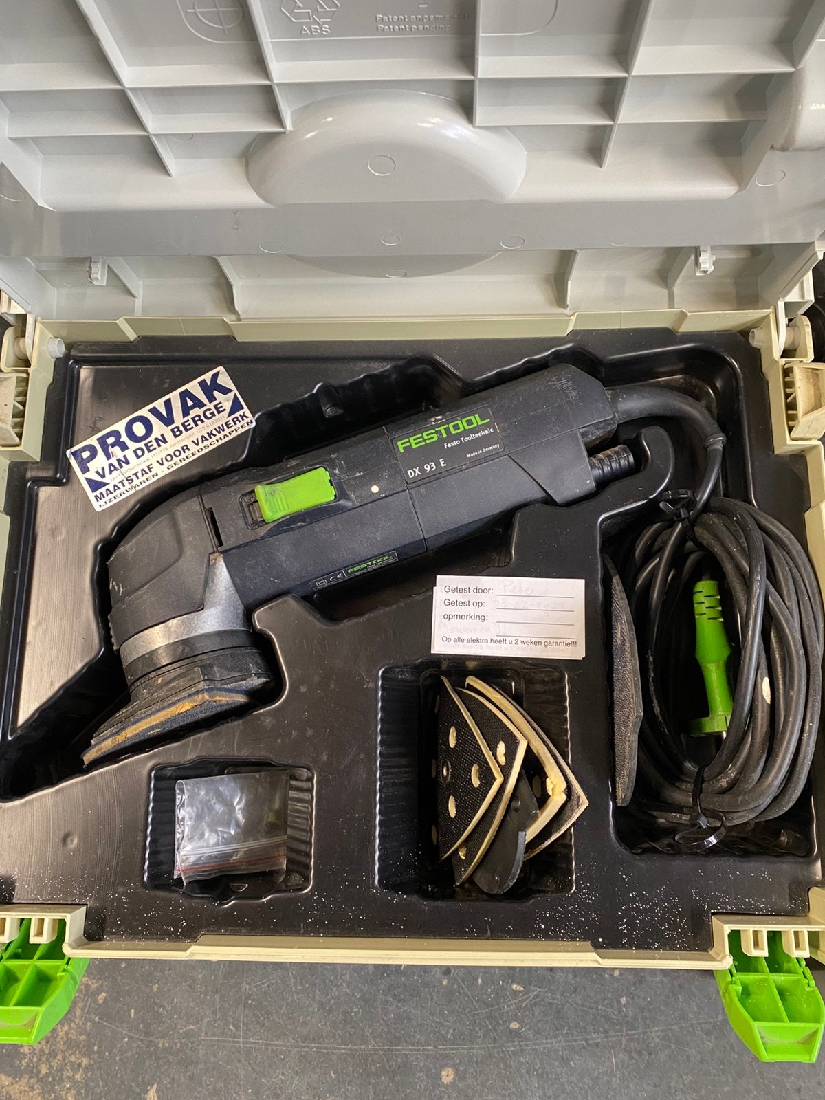 Festool DX 93 E Deltex Driehoekschuurmachine met Systainer, Ophalen of Verzenden, Gebruikt, Minder dan 600 watt, Excentrische schuurmachine