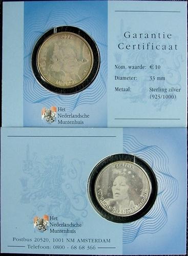 10 euro 2005 Jubileummunt zilver in coincard, Verzenden, Koningin Beatrix, Euro's, Zilver