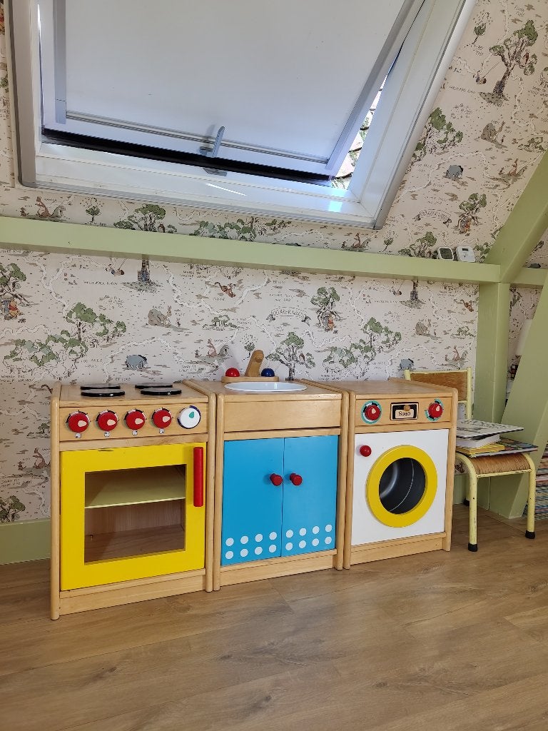 Vintage speelkeuken, Kinderen en Baby's, Speelgoed | Speelkeukens, Ophalen, Gebruikt, Hout, Speelkeuken