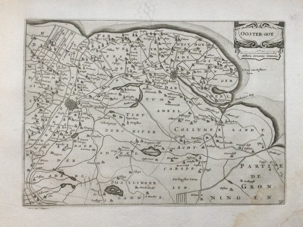 Leeuwarden, Dokkum, Oostergo ,Colom, 1660. Zeldzaam, Antiek en Kunst, Kunst | Etsen en Gravures, 22 cm, Cartografie, 1600 - 1699