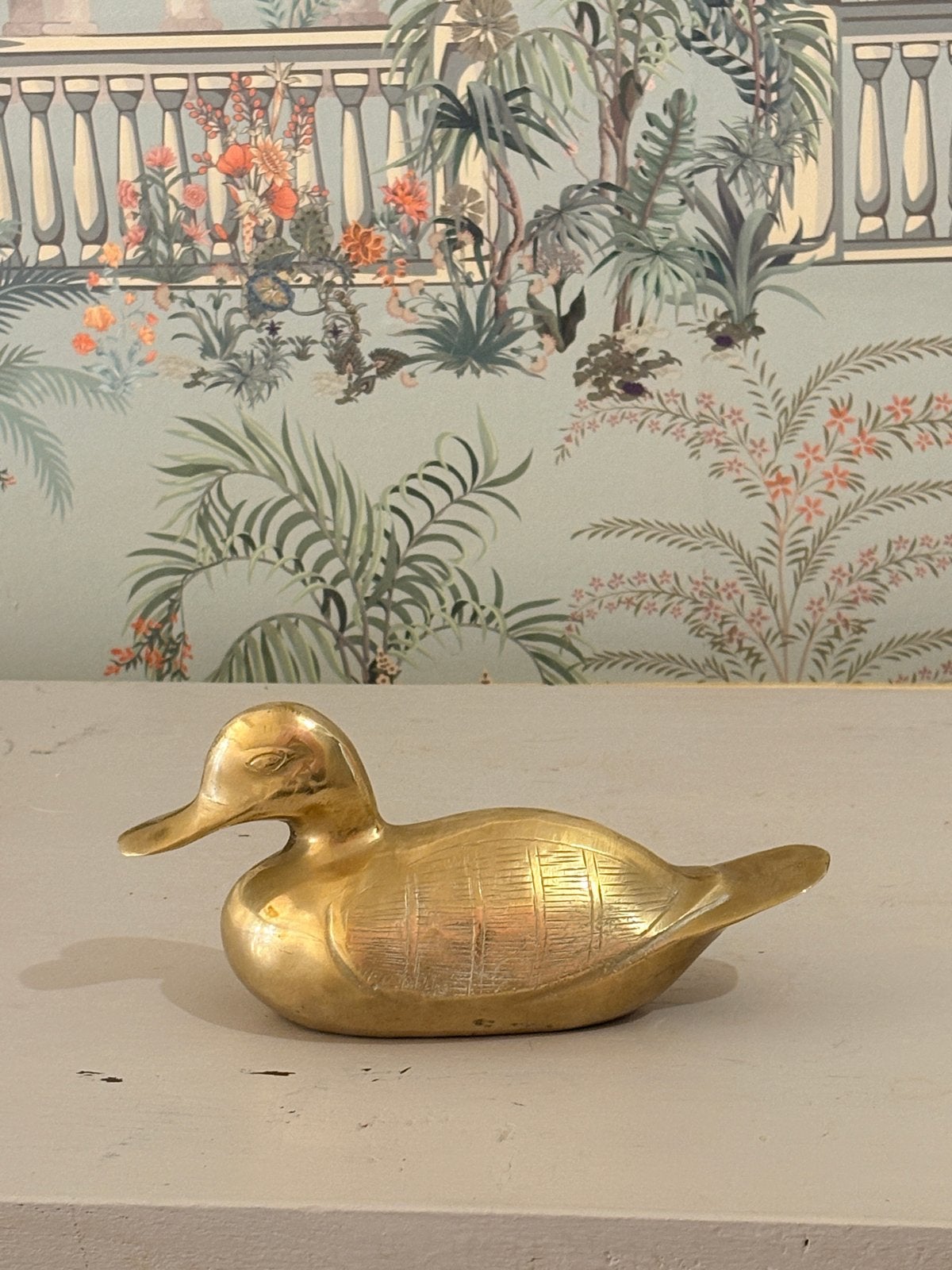 Vintage Massief Messing Eend - 21 cm - Hollywood Regency, Antiek en Kunst, Ophalen of Verzenden, Koper
