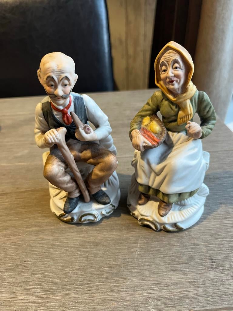 Vintage Beeldjes Oud Paar - Opa en Oma Set, Ophalen of Verzenden