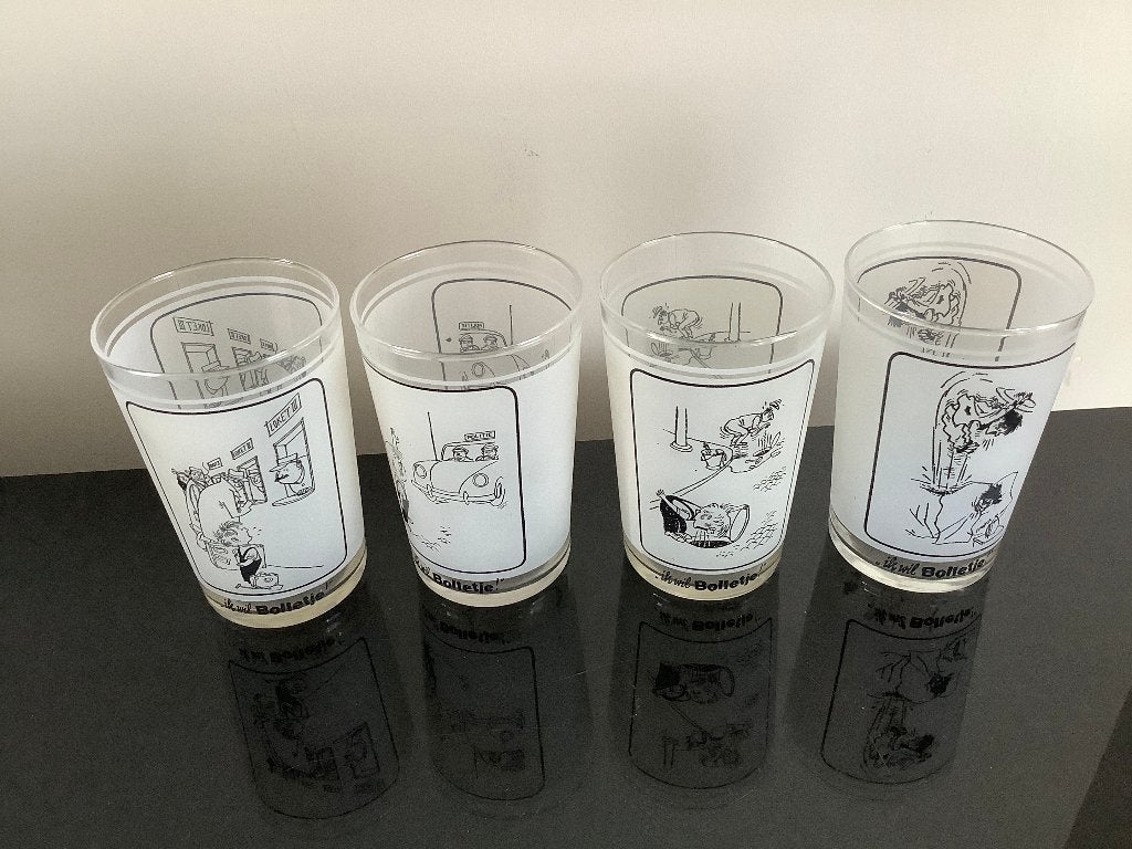 Set van 4 Bolletje-glazen – unieke illustraties, Ophalen of Verzenden, Huis en Inrichting