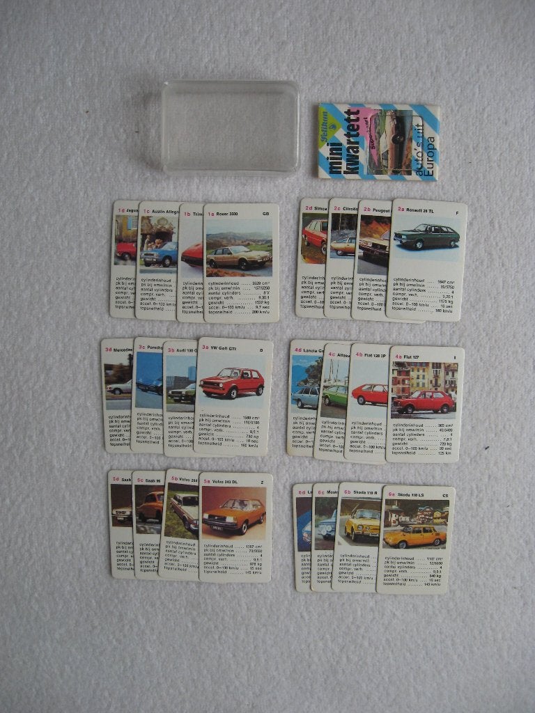 Pelikan mini kwartet: auto's uit Europa (evt. meer), Verzenden, Gebruikt, Kwartet(ten)