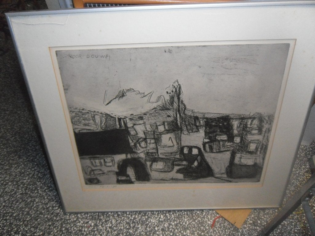 ets modern no 38/50 1973, met handtekening, Antiek en Kunst, Ophalen of Verzenden, Ets