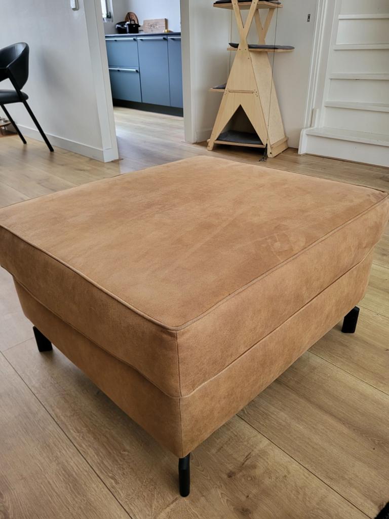 Hocker van microleder, Ophalen, 75 tot 100 cm, Zo goed als nieuw, Rechthoekig