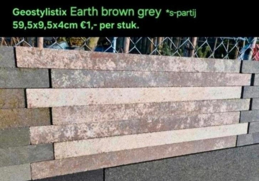 Geostylistix earth brown grey stapelblok gevelsteen s-partij, Doe-het-zelf en Verbouw, Metselstenen, Nieuw, Beton, Ophalen of Verzenden