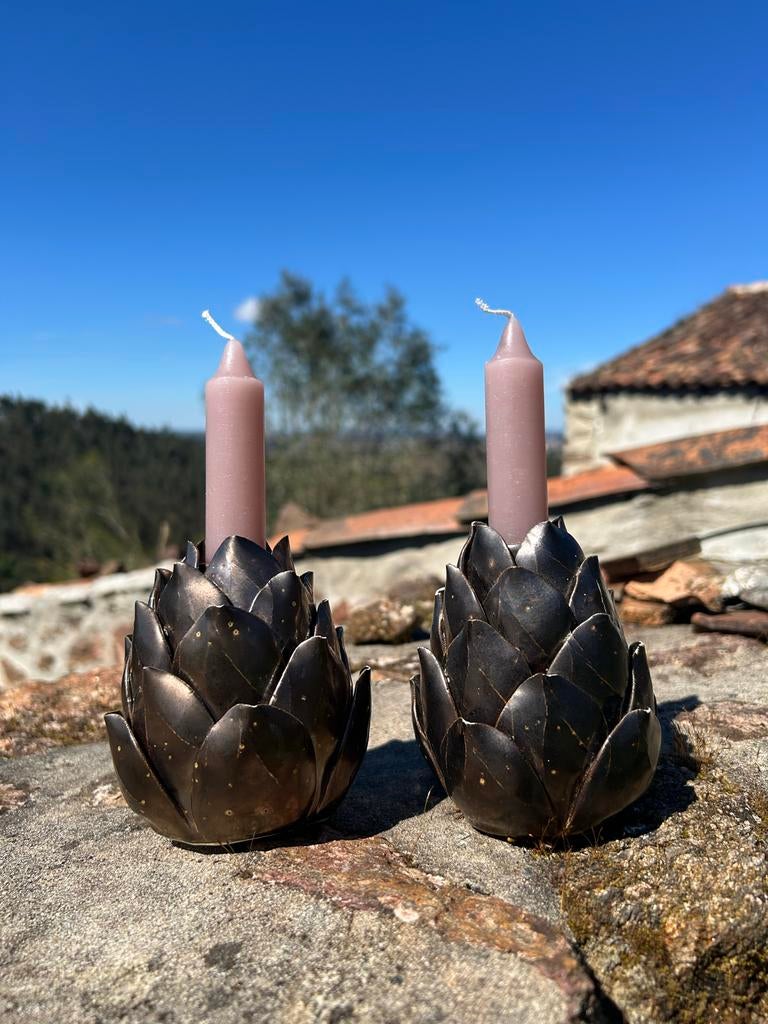 Kandelaren Dennenappel/Artichoke vorm, uit Portugal, Verzenden, Overige materialen