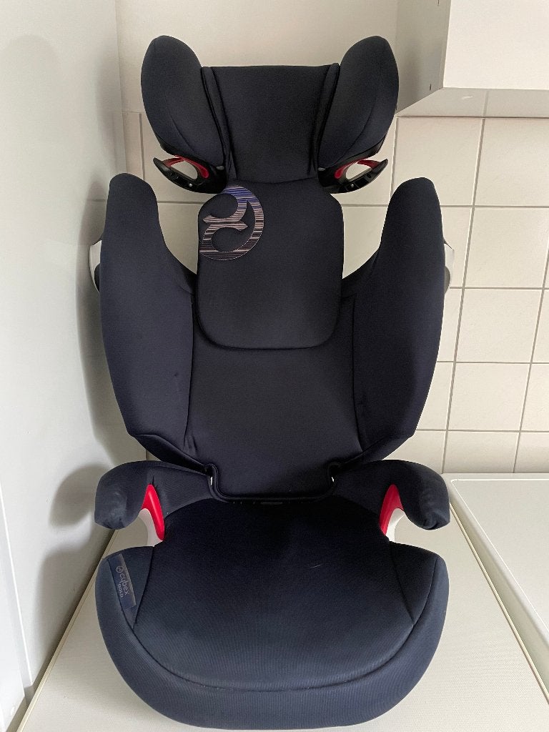 2x autostoeltjes Cybex Solution X2-fix blauw en zwart, Autogordel of Isofix, Gebruikt, 15 t/m 36 kg, Afneembare rugleuning