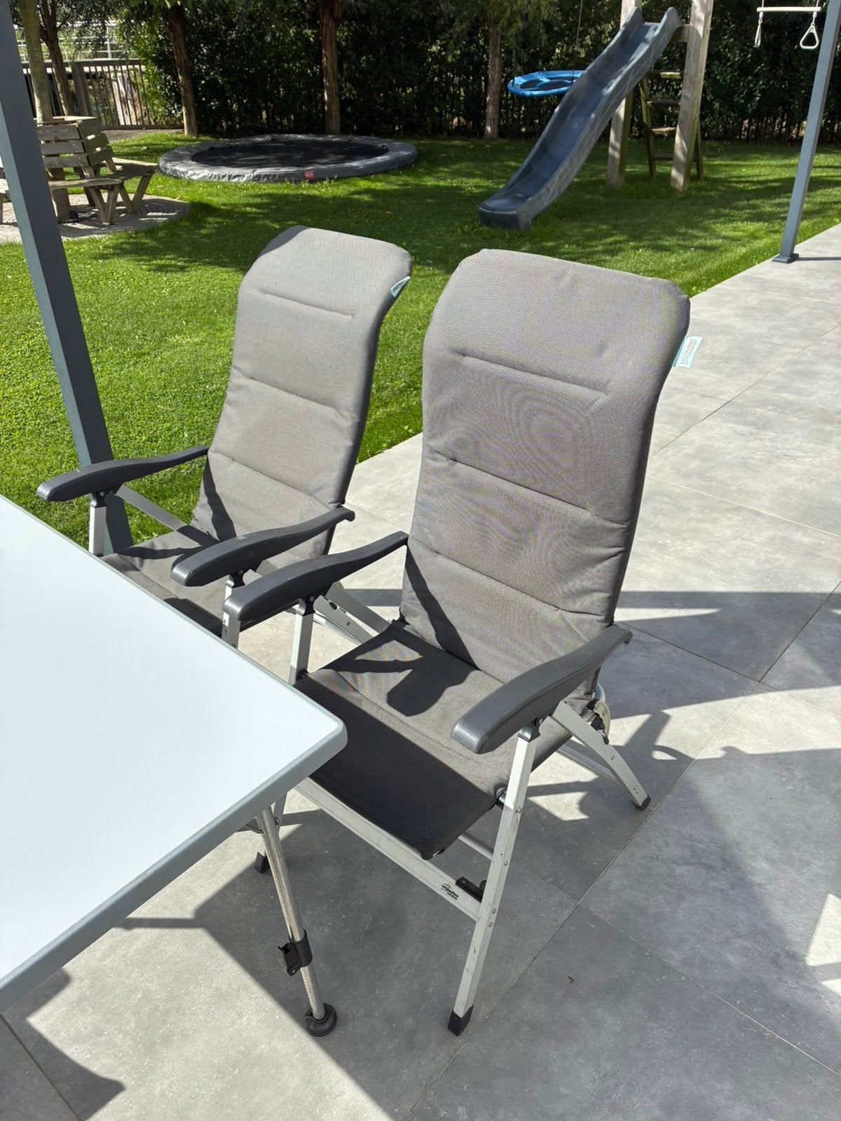 4 camping stoelen 1 tafel, Ophalen, Gebruikt, Campingtafel