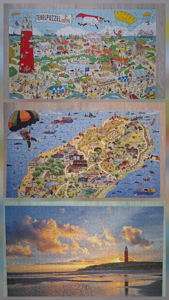 3 puzzels Texel (pr. per puzzel 15,00), Ophalen, 500 t/m 1500 stukjes, Zo goed als nieuw, Legpuzzel
