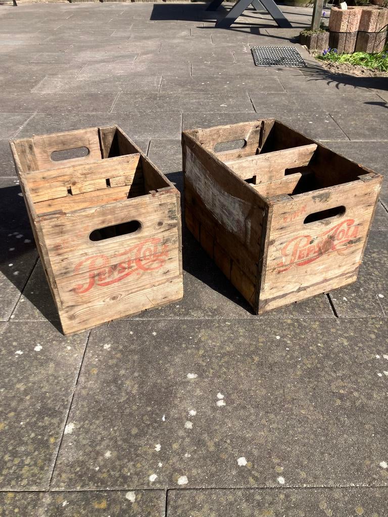 Vintage Pepsi Cola kratten per stuk meerdere beschikbaar, Ophalen, Gebruikt, Overige houtsoorten, Minder dan 50 cm