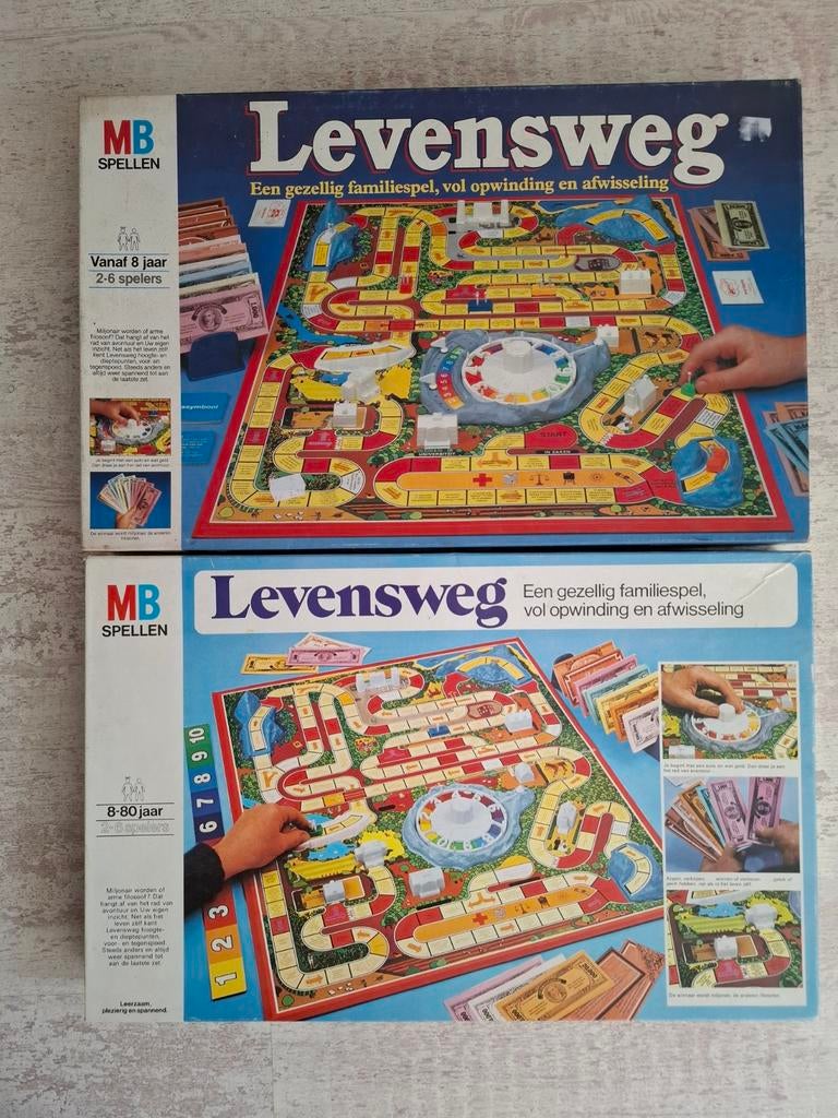 2 soorten van het jaren 80 spel LEVENSWEG, Vijf spelers of meer, Ophalen of Verzenden, Zo goed als nieuw
