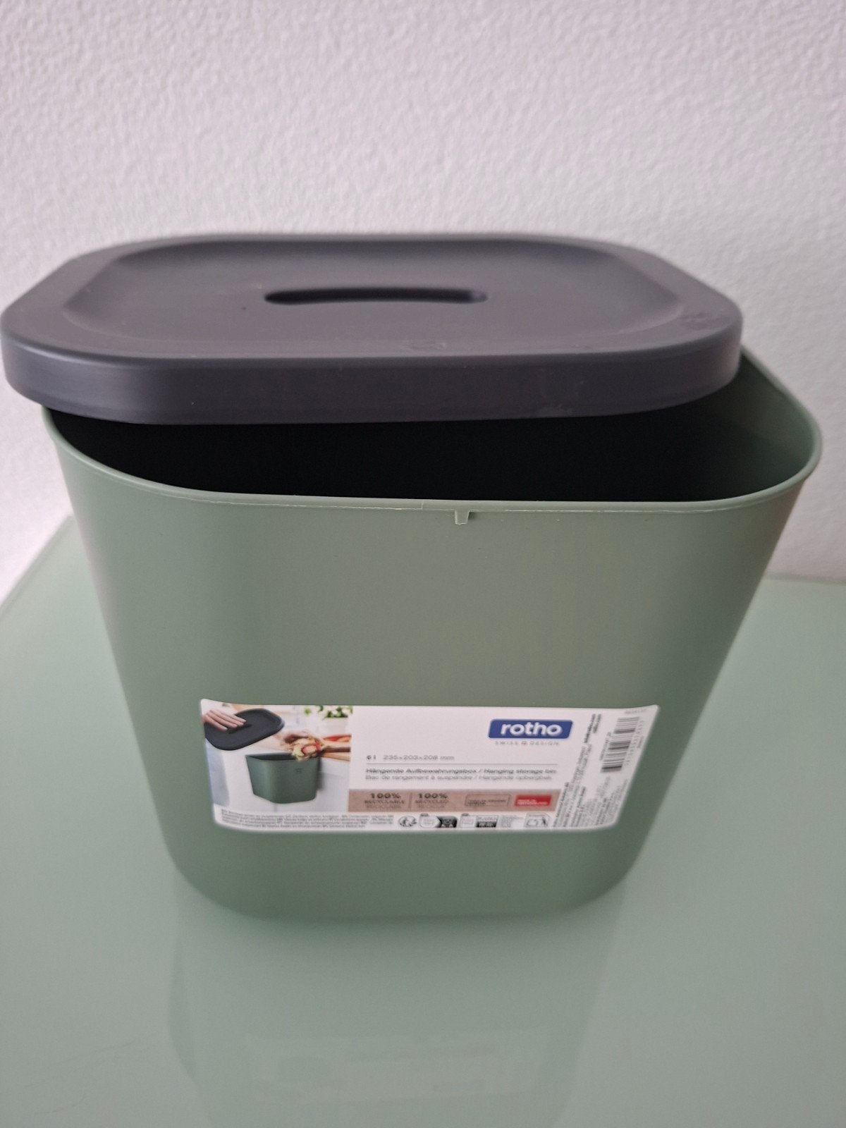 Rotho Afvalemmer met Deksel - Groen, 10 tot 20 liter, Ophalen of Verzenden, Zo goed als nieuw, Kunststof