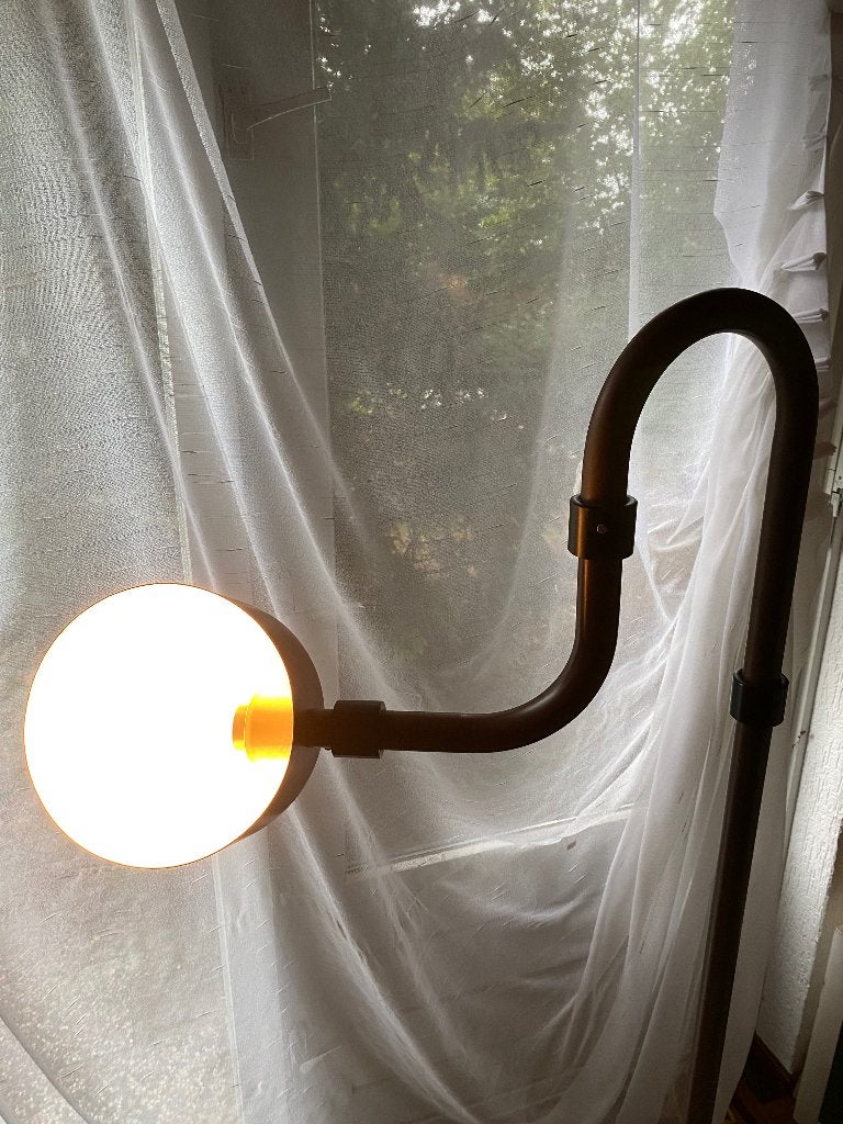 GEPO vloerlamp NL 70s vintage design bruin, Ophalen, Gebruikt, 100 tot 150 cm, 70s Space Age