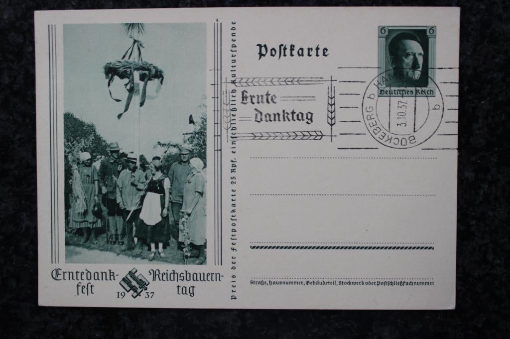 1937 DUITSE RIJK PROPAGANDAKAART DANKDAG VOOR HET GEWAS, Ophalen of Verzenden, 1920 tot 1940, Ongelopen, Duitsland