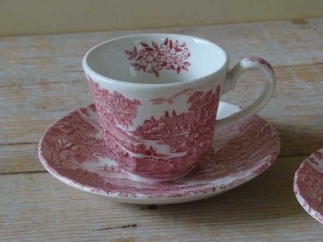 2x Espresso kop-en-schotel, Engels rood Ridgway, Meadowsweet, Ophalen of Verzenden