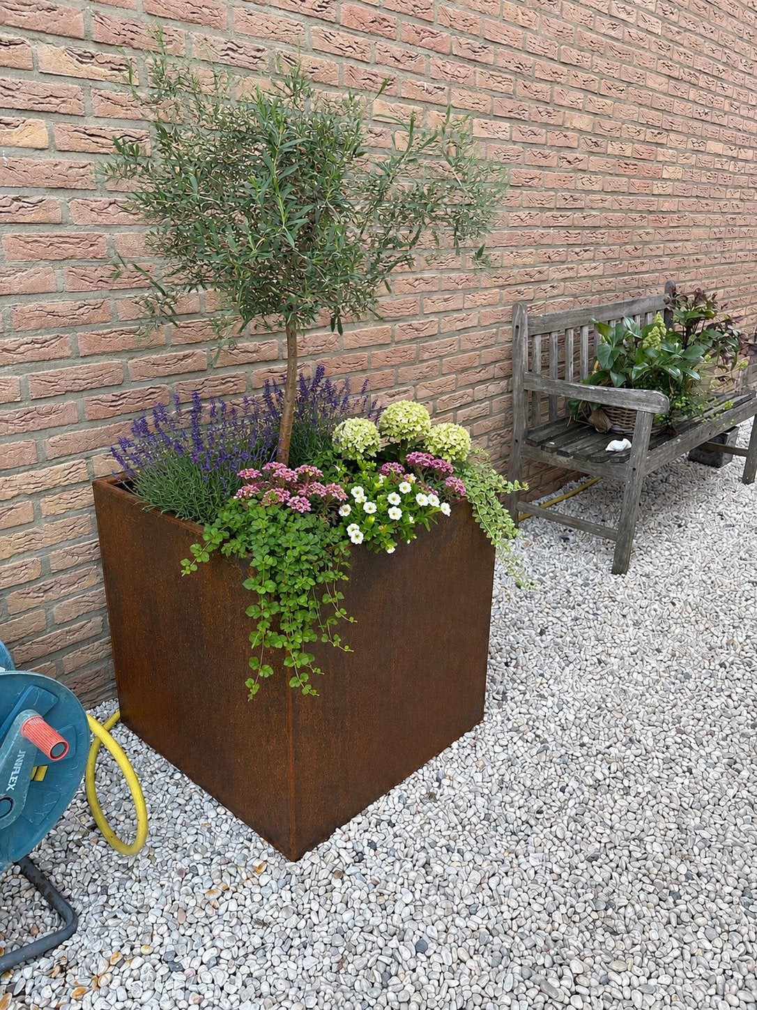 Corten stalen plantenbakken met bodem 60x60x60cm, Ophalen, Vierkant, Nieuw, Balkon