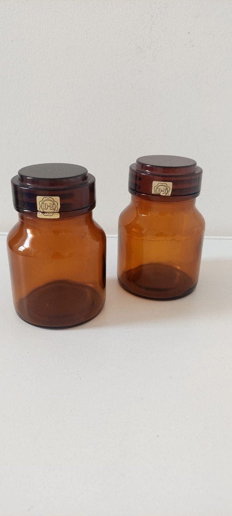 2 Vintage Douwe Egberts Voorraad pot potten  Amberbruin, Overige materialen, Eu, Eu, Pot, Bus of Blik