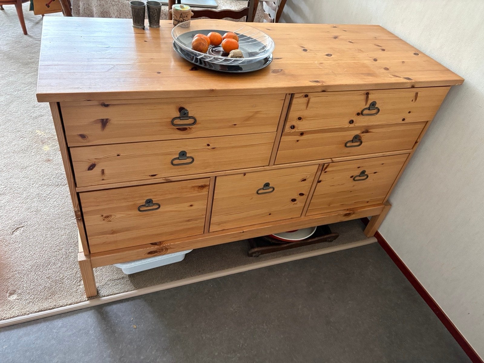 IKEA Grenen ladekast met 7 laden - 141x54x89 cm, Ophalen, Gebruikt, 100 tot 150 cm, 5 laden of meer