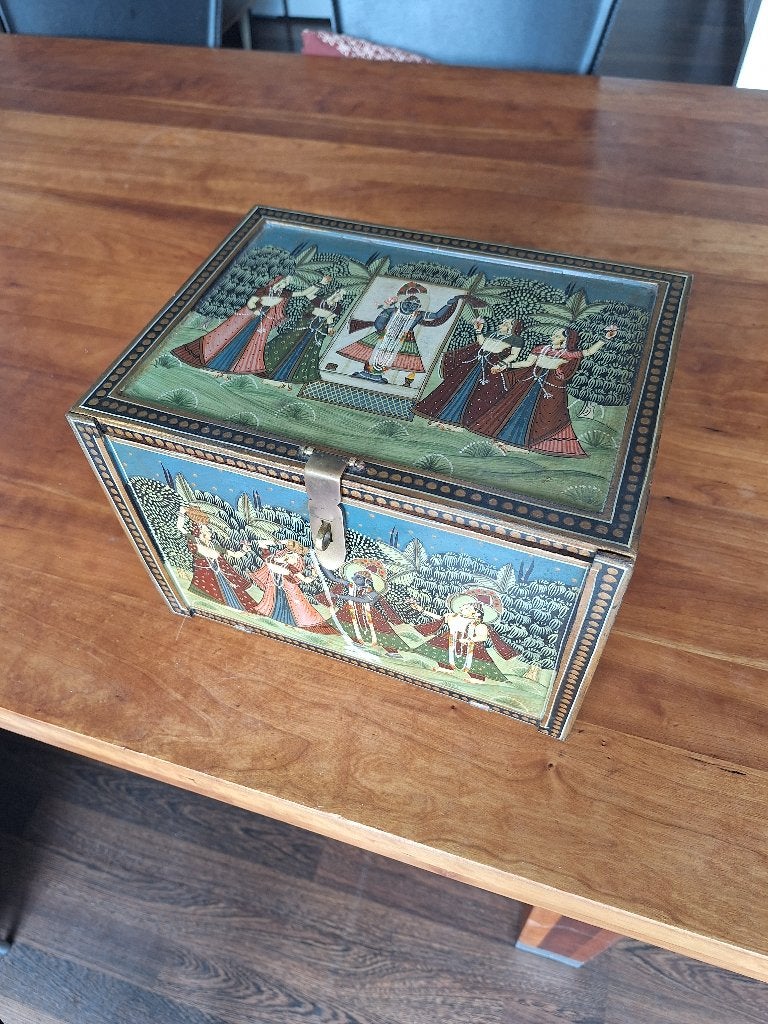 Sierraden kistje handbeschilderd 70e jaren, Ophalen of Verzenden