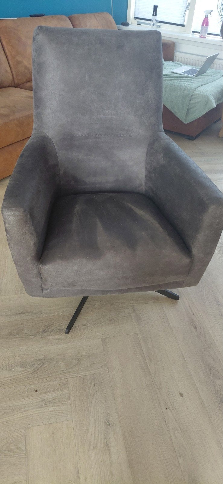 draai fauteuil antraciet, Huis en Inrichting, Ophalen, Zo goed als nieuw, 50 tot 75 cm