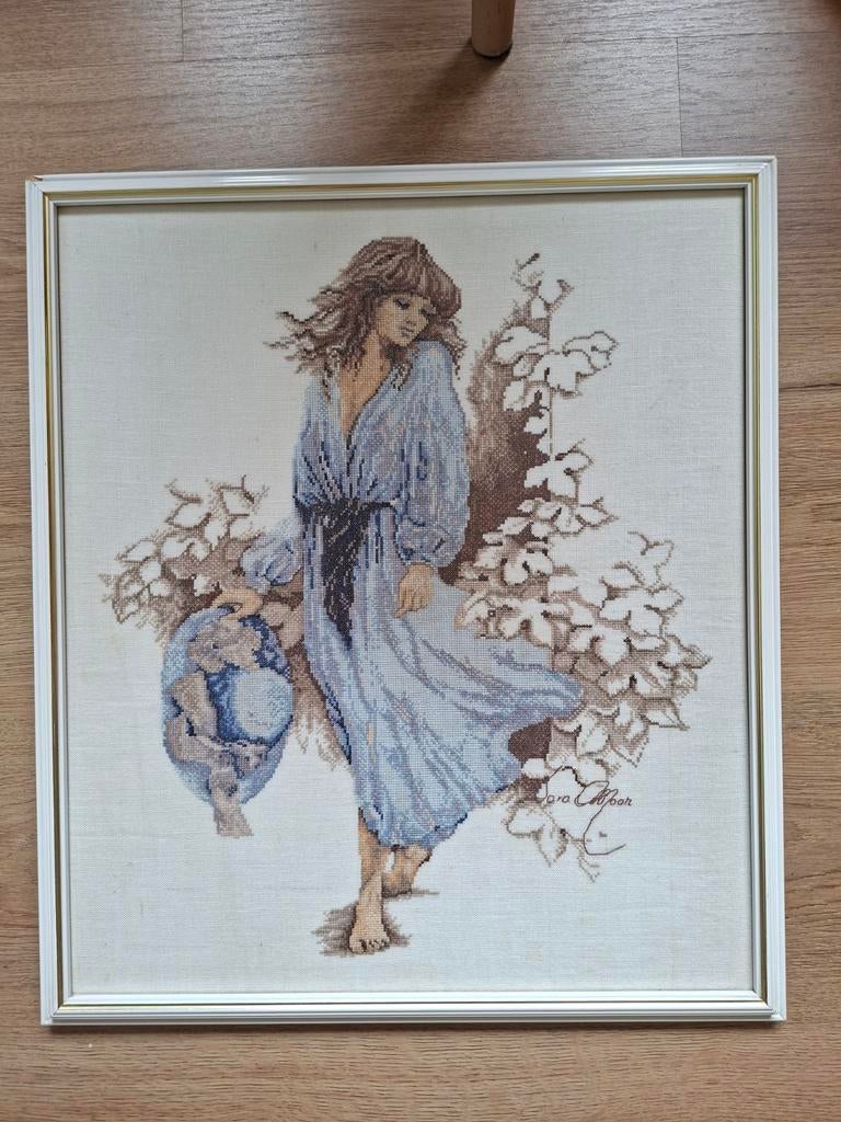 Meisje met blauwe hoed., Ophalen of Verzenden, Zo goed als nieuw, Schilderij, Minder dan 50 cm