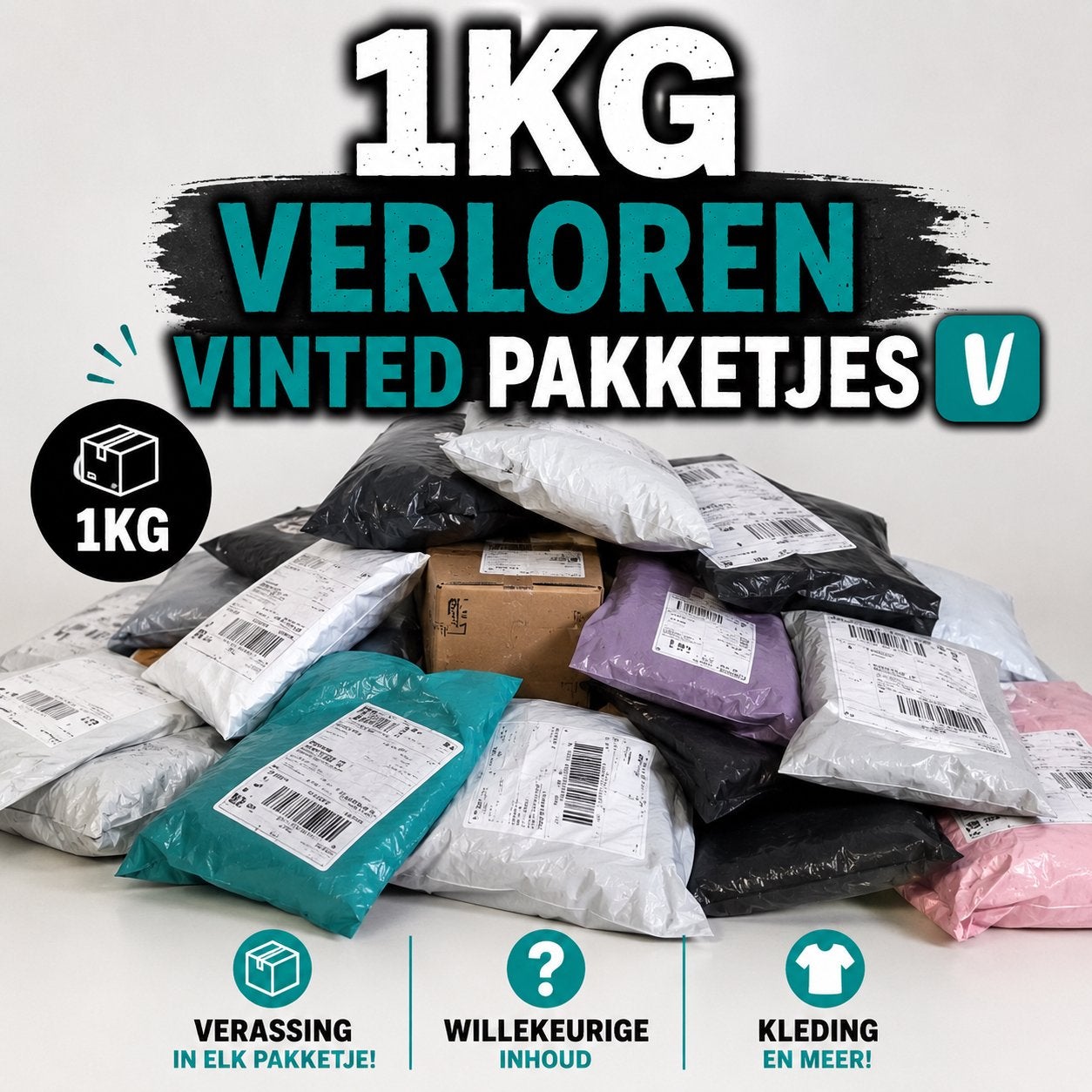 1KG VERLOREN VINTED PAKKETJES, Verzenden, Zo goed als nieuw