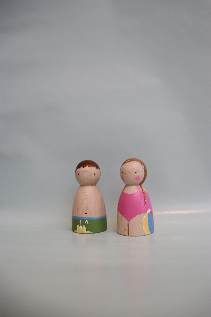 Peg dolls zomer houten poppetjes seizoenstafel, Ophalen of Verzenden