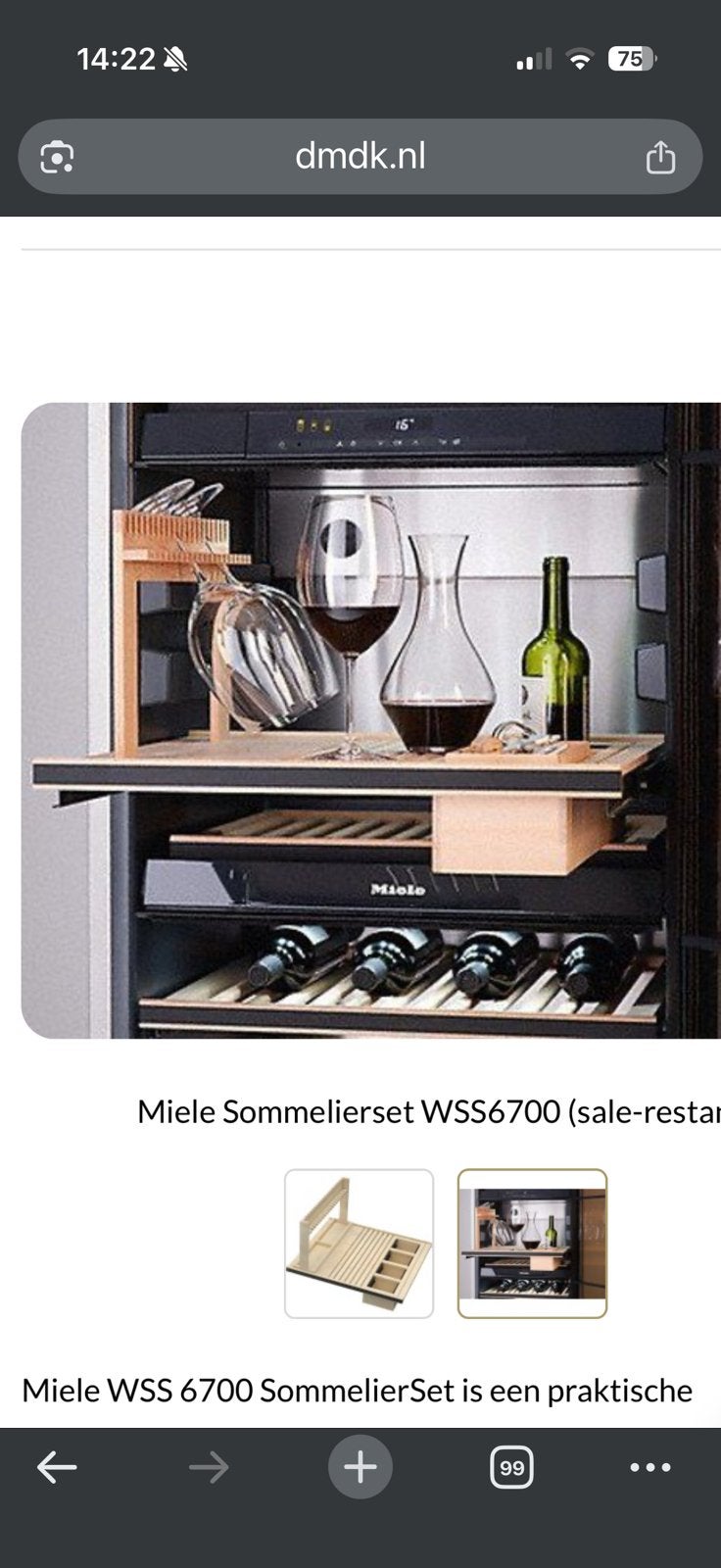 Sommelierset voor in wijnkoelkast, Ophalen, Zo goed als nieuw, Minder dan 5 flessen