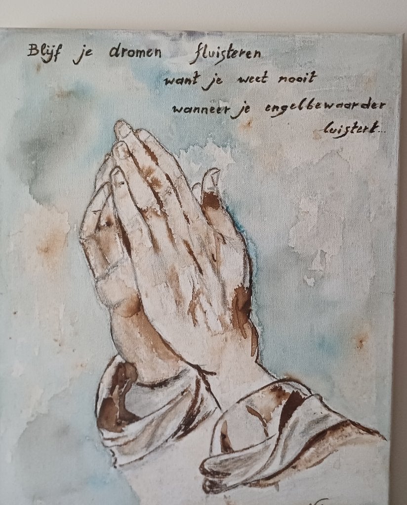 Schilderij biddende handen, olieverf, nieuw., Antiek en Kunst, Ophalen, Gesigneerd