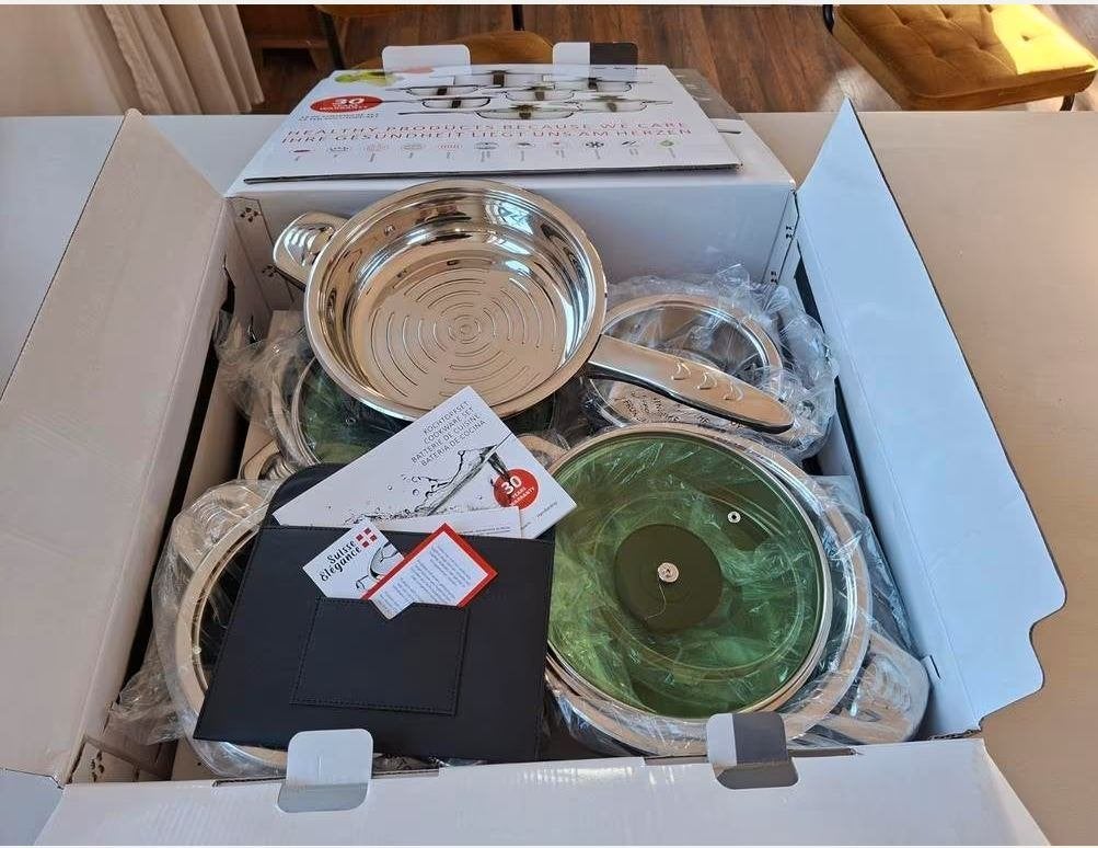 12 delige pannenset "Bern" van Suisse Elegance nieuw in doos, Ophalen, Nieuw, Pannenset, Met handvatten