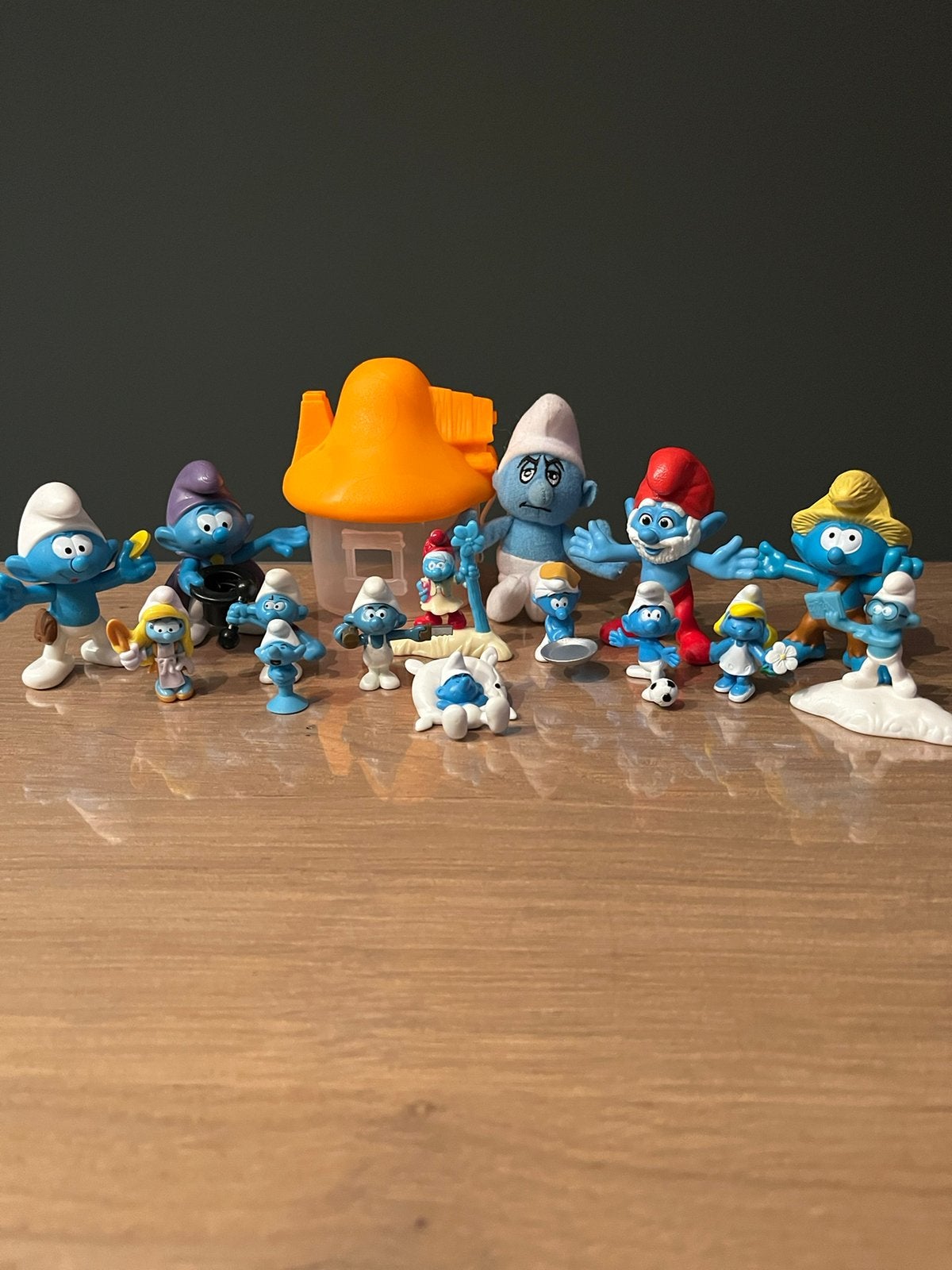 Leuke set Smurfen en huisje, Ophalen of Verzenden, Verschillende Smurfen