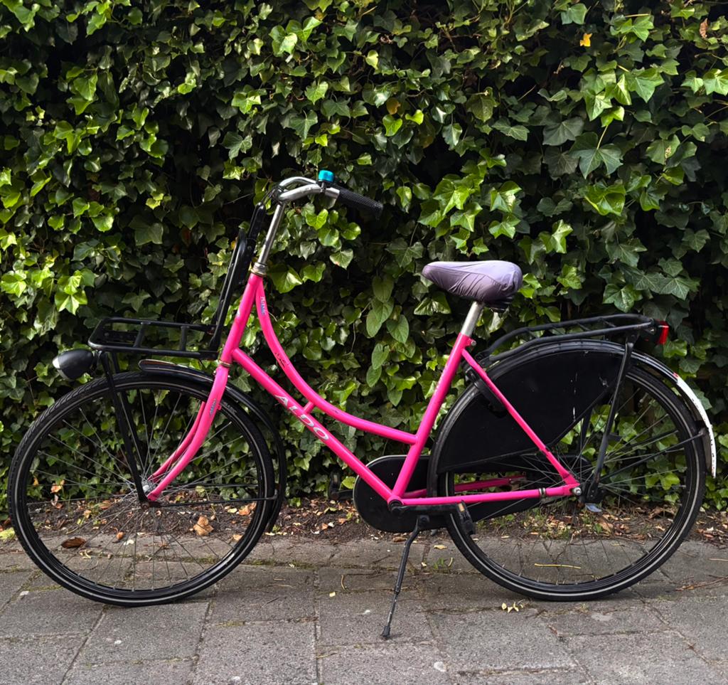 Stadsfiets roze, Ophalen, Gebruikt, Terugtraprem