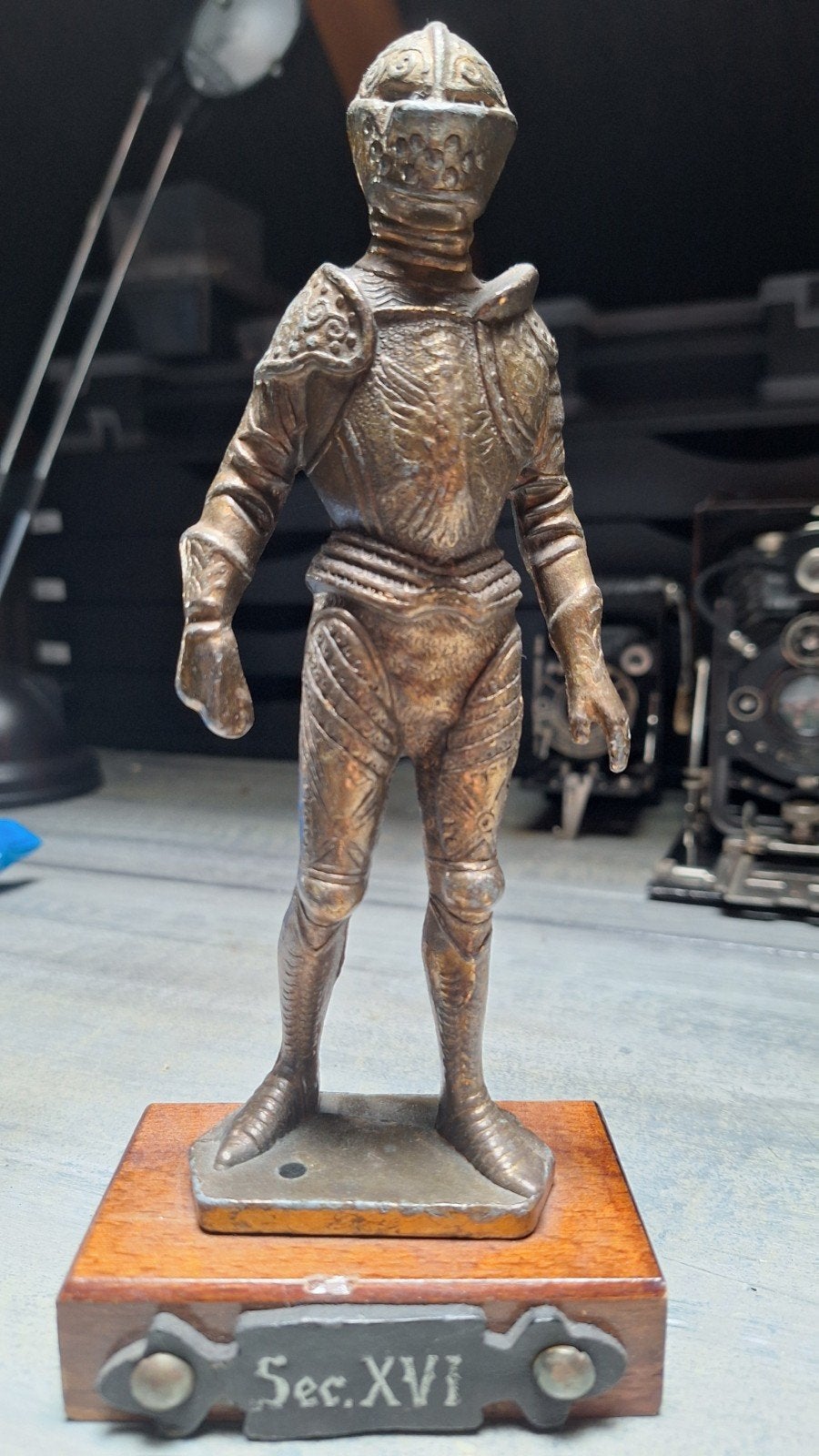 Antiek bronzen beeldje van ridder - Sec. XVI, Antiek en Kunst, Minder dan 20 cm, Gepatineerd, Ophalen of Verzenden, Brons