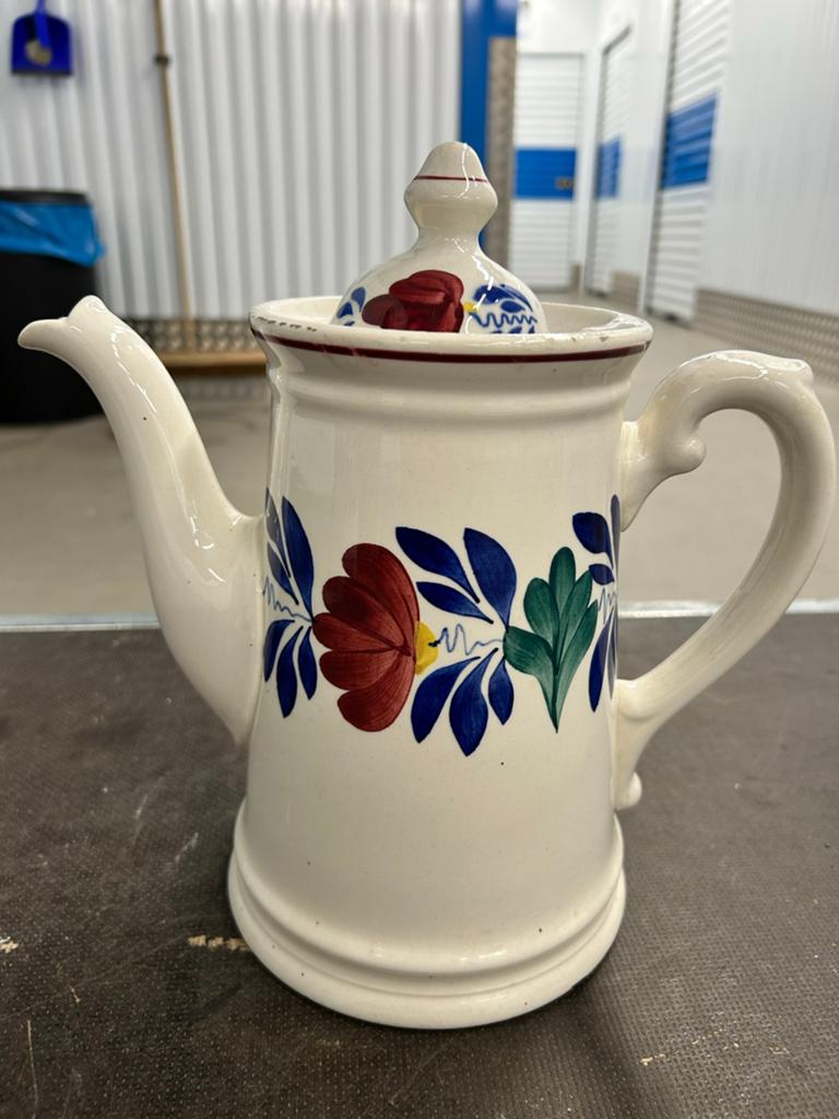 Antieke boerenbont koffiepot Societe Ceramique Maastricht, Ophalen of Verzenden