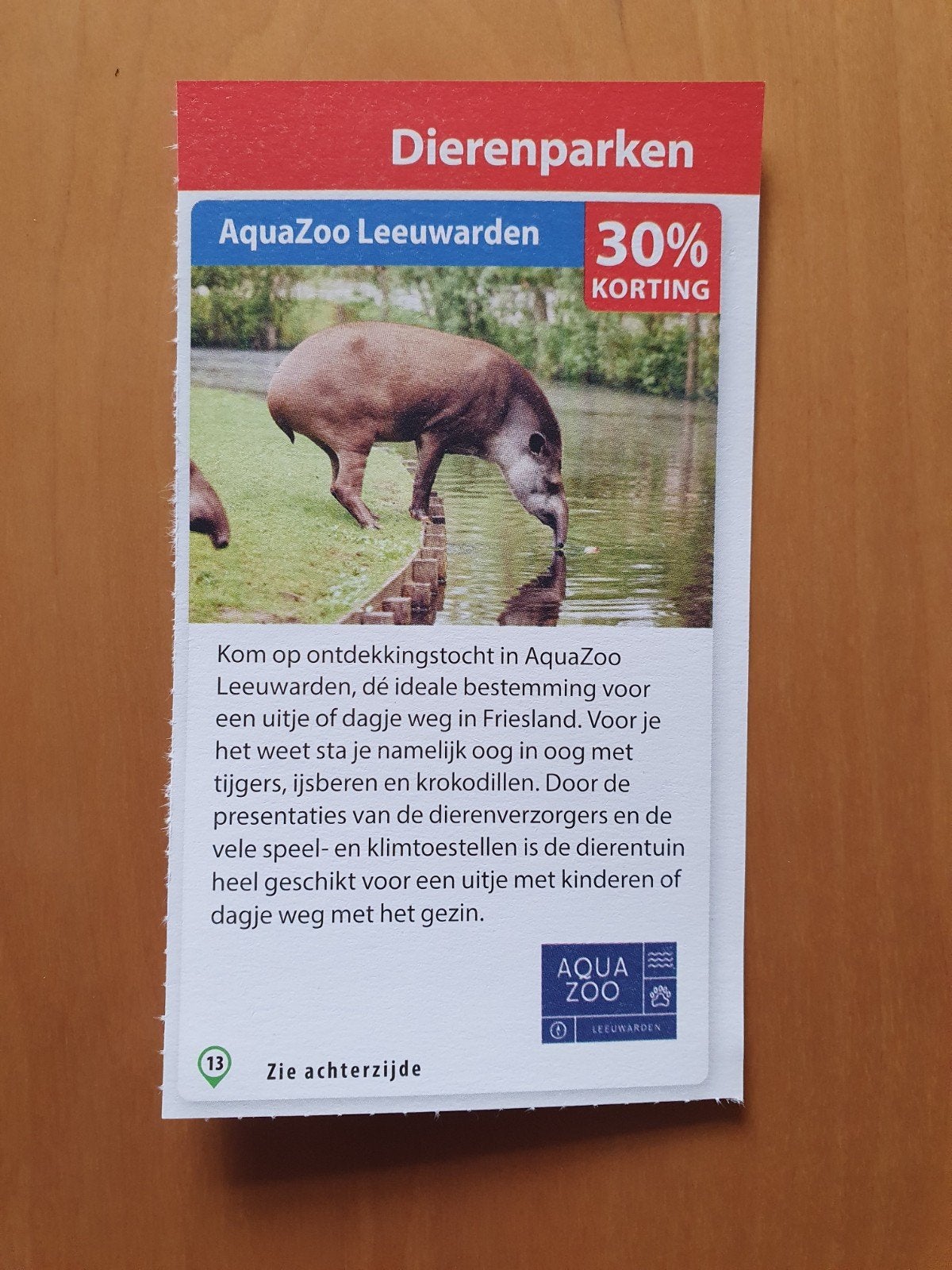 AquaZoo Leeuwarden 30% korting maximaal 4 personen, Drie personen of meer, Kortingskaart