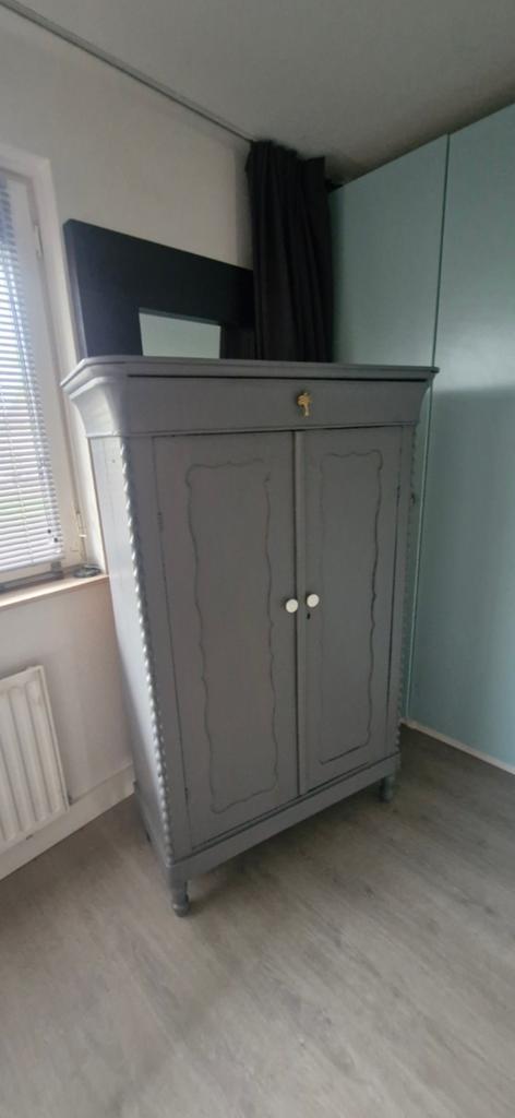 Biedermeier kastje - grijs geverfd, Ophalen of Verzenden