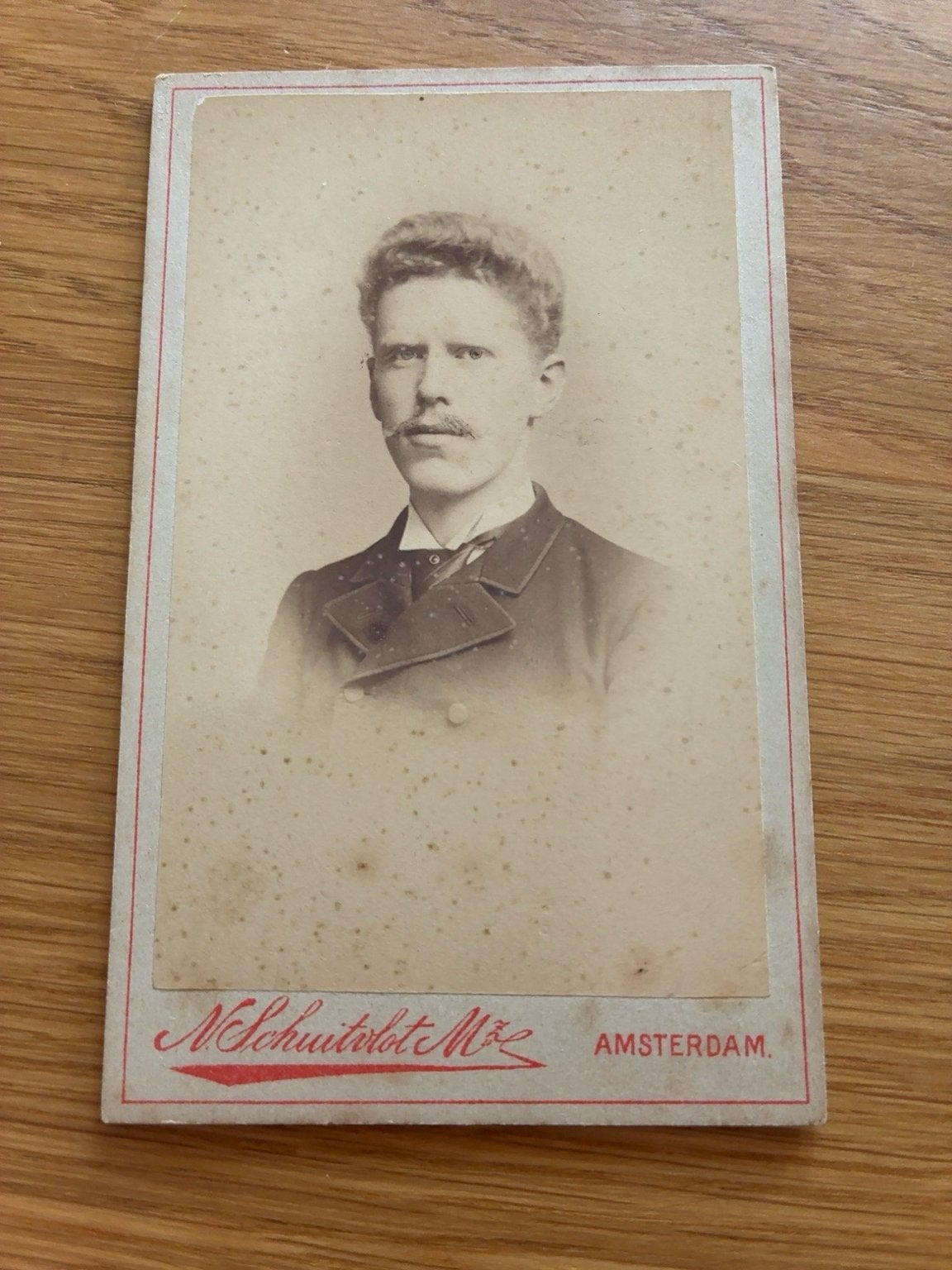 Antieke CDV portretfoto jongeman Amsterdam ca. 1895, Verzenden, Voor 1940, Zo goed als nieuw