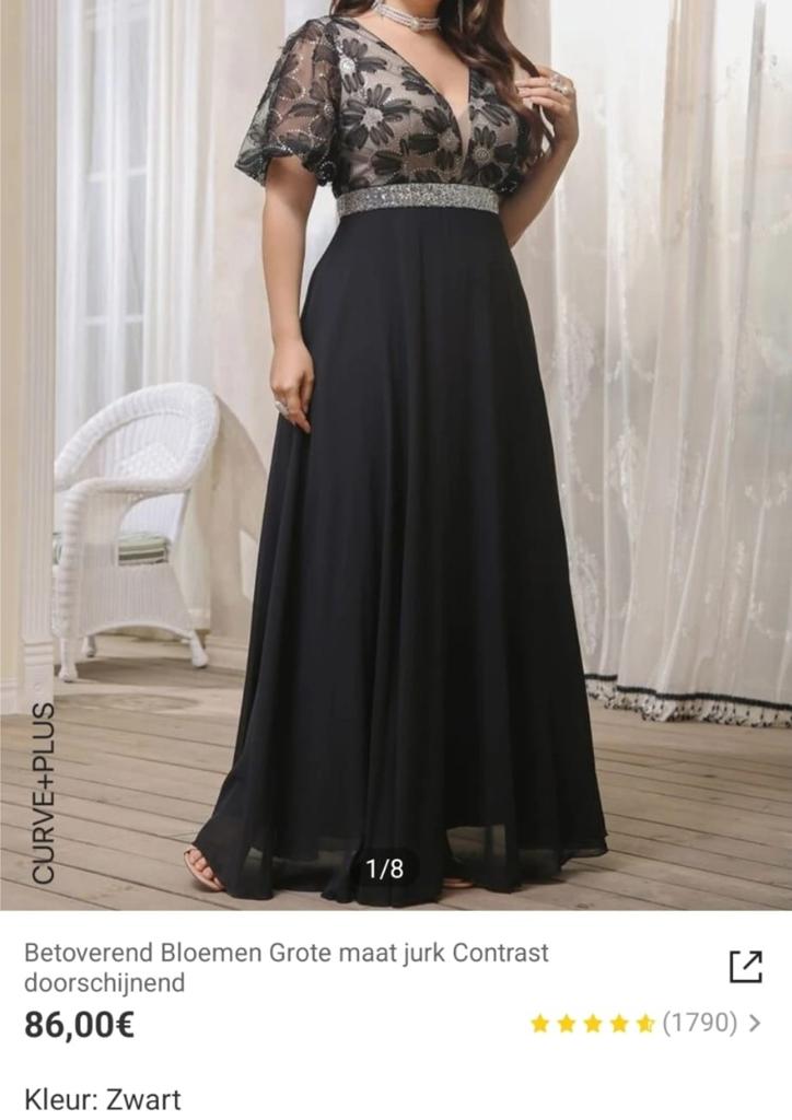 Prachtige jurk voor bruiloft gala feest, Kleding | Dames, Galajurk, Zwart, Maat 42/44 (L), Ophalen of Verzenden