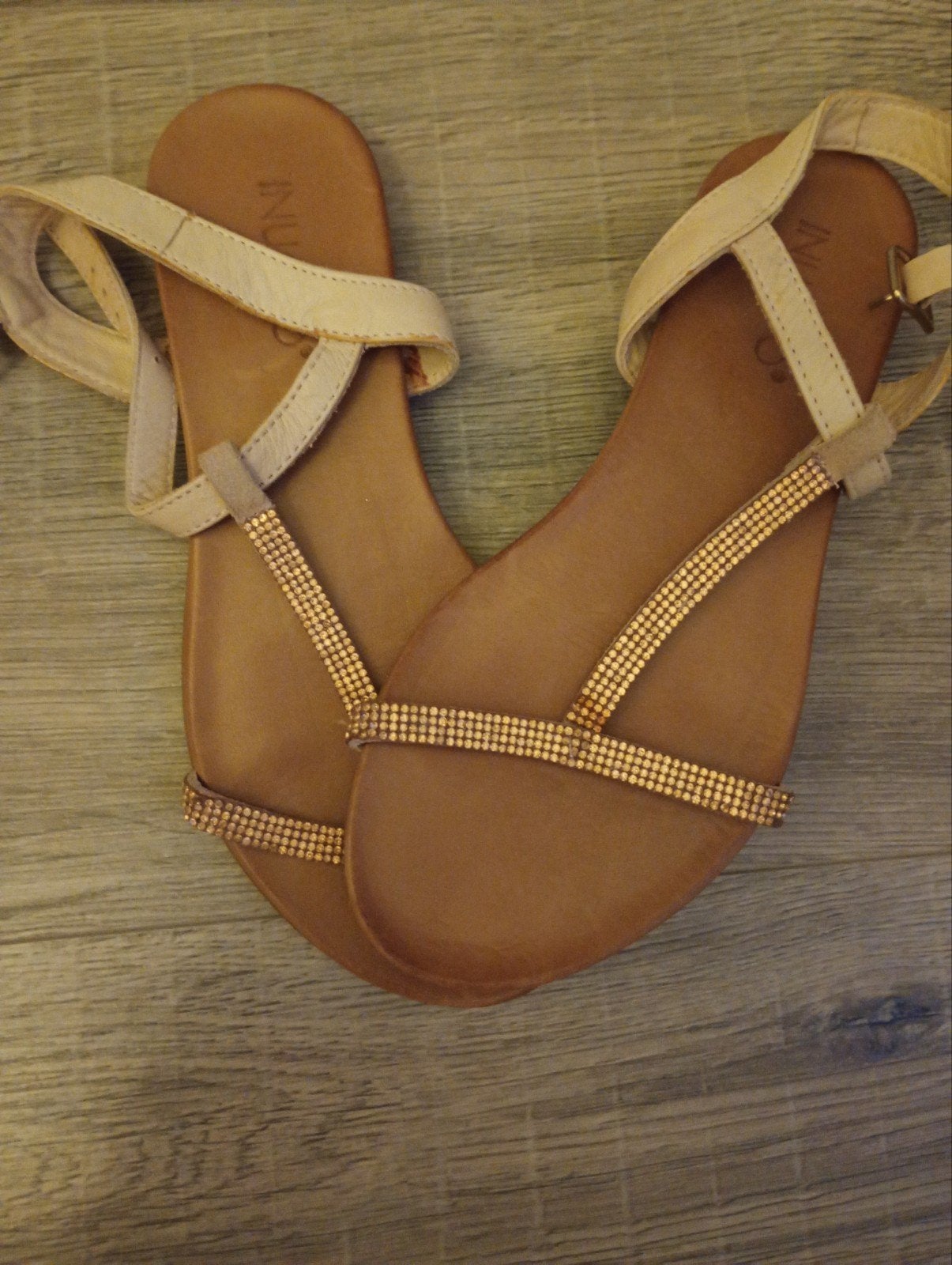 Beige sandalen met strass, Ophalen, Beige, Overige typen, Onbekend