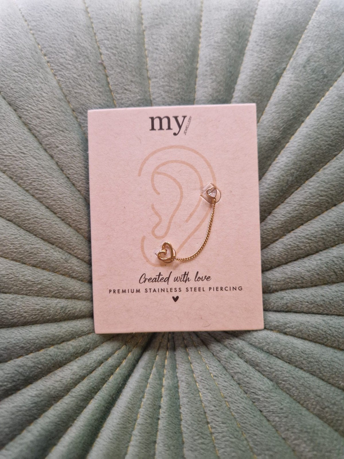 My Jewellery Oorpiercing met hartje en strass, Staal, Oor- of Traguspiercing, Nieuw, Ophalen of Verzenden