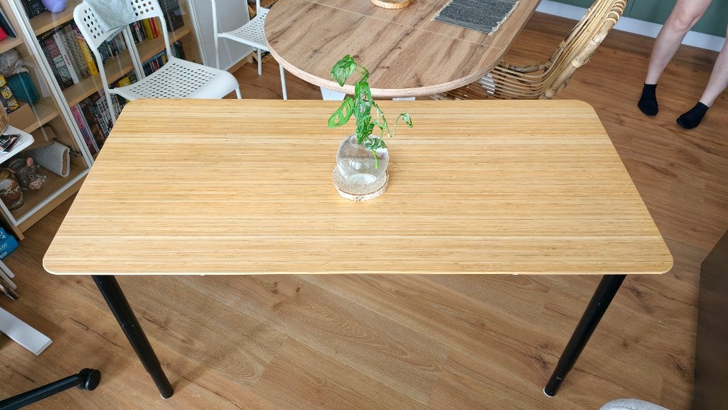 IKEA ANFALLARE bamboe bureaublad 140x65 + OLOV, Ophalen, Scandinavisch, Zo goed als nieuw, IKEA