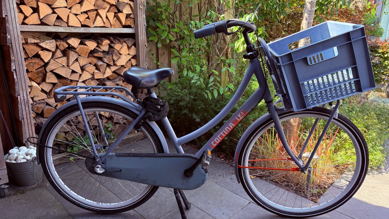 Cortina U4 Transportfiets - Blauw met krat, Terugtraprem, Gebruikt, 50 tot 53 cm, Ophalen