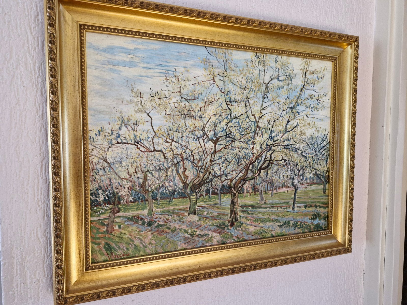 van Gogh giclee op canvas, De witte boomgaard, Antiek en Kunst, Ophalen of Verzenden
