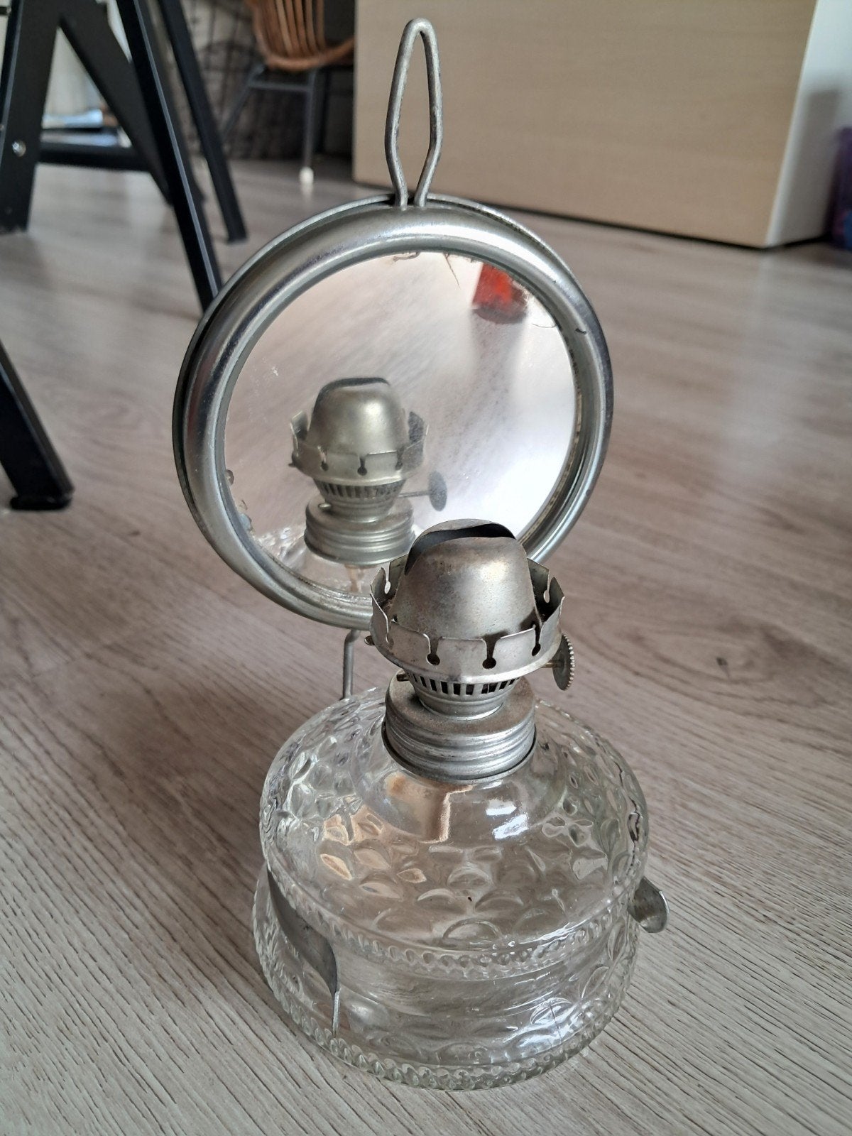 vintage olielamp hanglamp glas, Ophalen of Verzenden