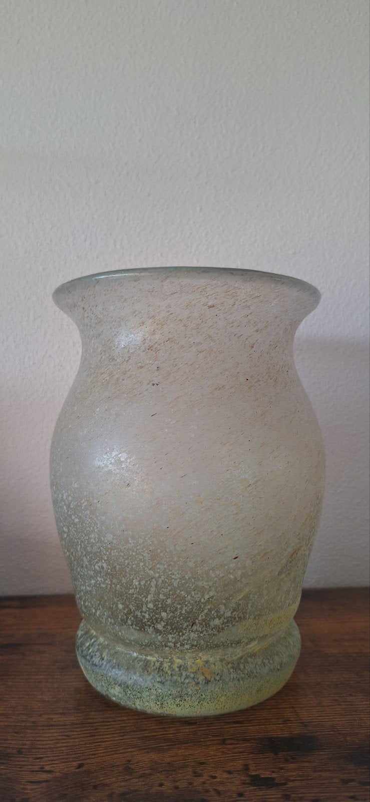 Murano Scavo Groene Glazen Vaas – Jaren 60/70 Italië – 17cm, Ophalen of Verzenden